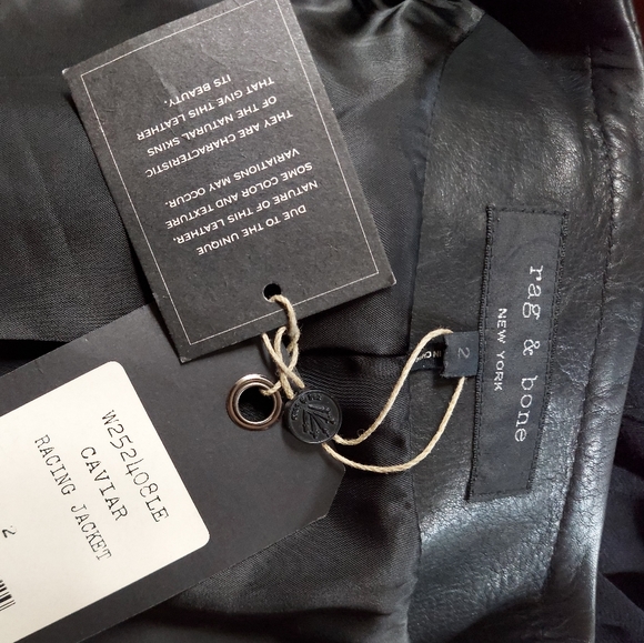 Rag & Bone Pebbled Leather Racing Jacket 2 - Picture 13 of 16